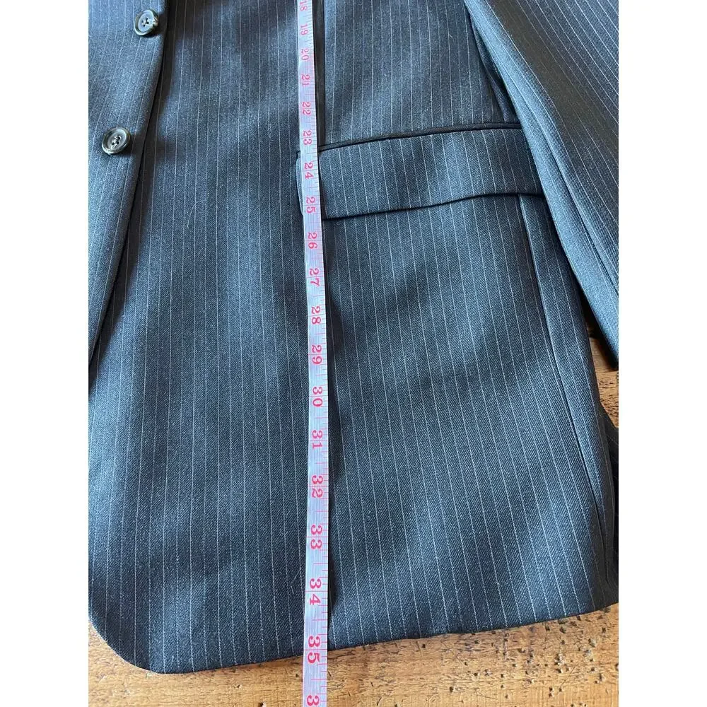 Mens Lauren Ralph Lauren 100% Wool‎ Gray Pinstripe Blazer Sport Jacket Size 46L
